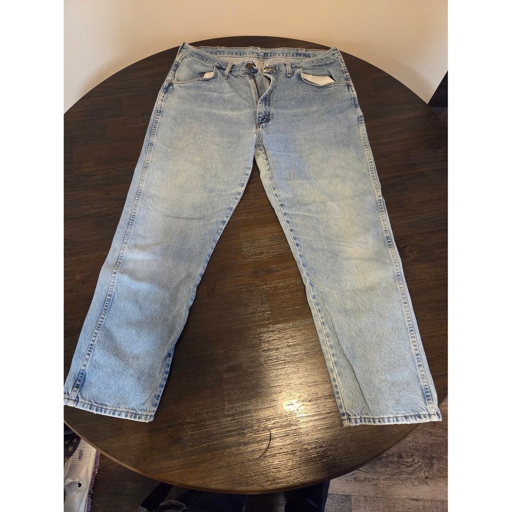 Rustler Mens Straight Leg Jeans Light Wash Denim Workwear Blue 35x29